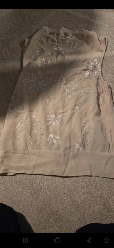 Diseñador: Earl Jean. Top transparente sin espalda. Beige. Damas Talla S. Foto 1 de 4