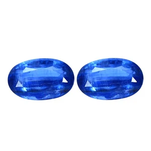 1.30 Ct VVS [2Pcs Pair] Sizzling Oval 5.9 x 4.1 MM Royal Blue Natural Kyanite - Picture 1 of 5