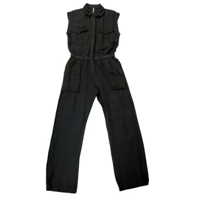 Mono YFB Young Fabulous & Broke para mujer XS negro sin mangas mezcla de lino playa Foto 1 de 4