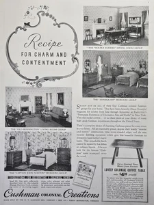 Cushman Colonial Creations North Bennington VT Dining Bedroom Print Ad 1940 - Picture 1 of 4
