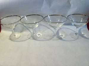 Vintage 4er Set Fostoria Beloved Stiel 6089, Platinrand SHERBERT Gläser - Bild 1 von 3