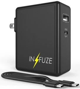 2-Port Voyage AC Mural Chargeur 45W Rapide 3.0 USB Type C pour Cellule Téléphone - Photo 1 sur 6