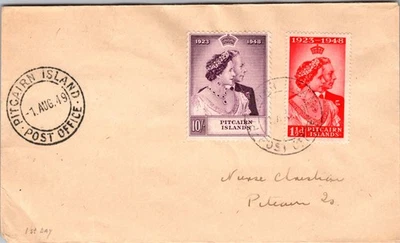 1949 British Pitcairn Island Cover The Silver Royal Wedding Stamps - Image 1 of 2