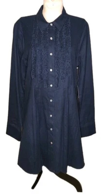 NUEVO CON ETIQUETAS JACK by BB Dakota - Vestido Chaqueta a Presión Azul Marino Esmoquin Volantes Perla - Talla Grande Foto 1 de 4