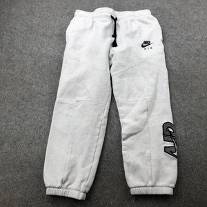 Nike Sweatpants Mens Medium Gray Air Fleece Joggers Logo Drawstring Swoosh - Picture 1 of 11