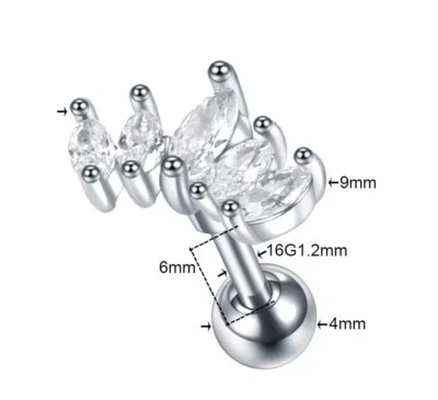 Barra labial Labret Monroe Tragus cartílago hélice oreja anillo perno oreja superior piercing Reino Unido Foto 1 de 4