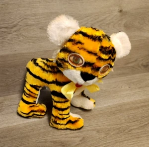 RARE VINTAGE BANTAM 15" MOHAIR TIGER POSABLE STUFFED PLUSH WITH HOLOGRAPHIC EYES - Picture 1 of 16