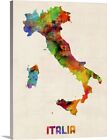 Italy Watercolor Map Canvas Wall Art Print, Map Home Decor