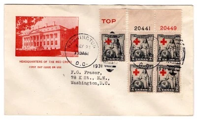#702 Red Cross 1931 FDC - Planty #5 Albert Gorham - Image 1 of 2