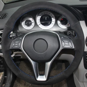 DIY Steering Wheel Cover Black Suede Hand Sewing For Benz B180 2012 - Picture 1 of 3