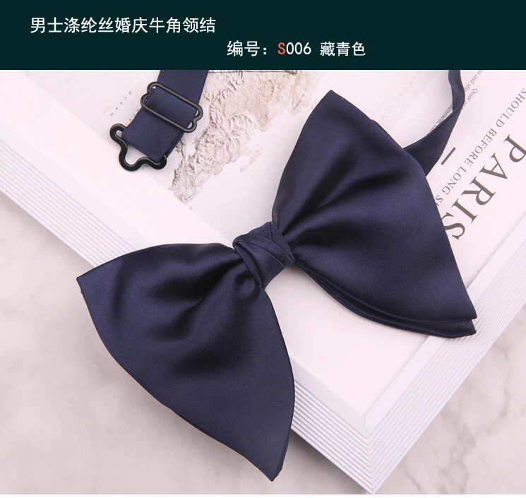 Pajarita grande de seda satinada de gran tamaño para hombres preatada boda fiesta corbatas moños Foto 1 de 4