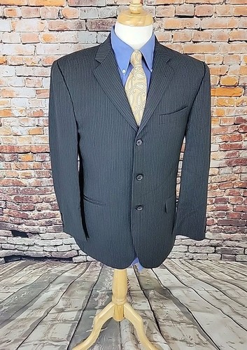 Giacca blazer tuta cappotto sportivo lana 3 bottoni righe grigio uomo Burberry London 40R
