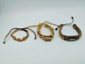 Brazalete brazalete brazalete brazalete de piedra grabado cuero tejido a mano 3 piezas moda unisex - Imagen 1 de 4