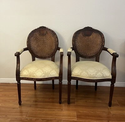 2 LOUIS XVI CAPTAIN CHAIR WITH ARMS AND CANED BACKREST - Image 1 of 4