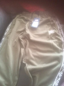Umbro Mens Active Style Tapered Tricot Pants Olive/White Polyester Size small b8 - Picture 1 of 12