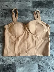 Shinestar Women’s Brown Cognac Bustier Crew Neck Crop Top Size Large - Picture 1 of 6