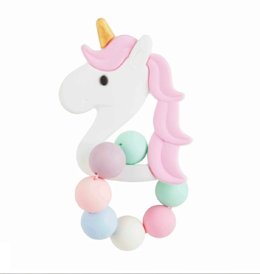 Mud Pie E3 Girl Unicorn Silicone Teether BPA Free 10770005 - Choose Color - Image 1 of 1