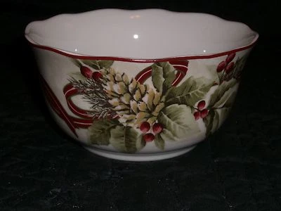 222 Fifth YULETIDE CELEBRATION Large Soup Cereal Rice Bowl (s) NEW