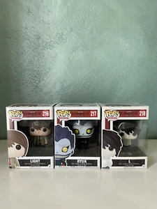 Funko POP! Animation Death Note FULL SET Light #216, Ryuk #217, L #218 - Imagen 1 de 6