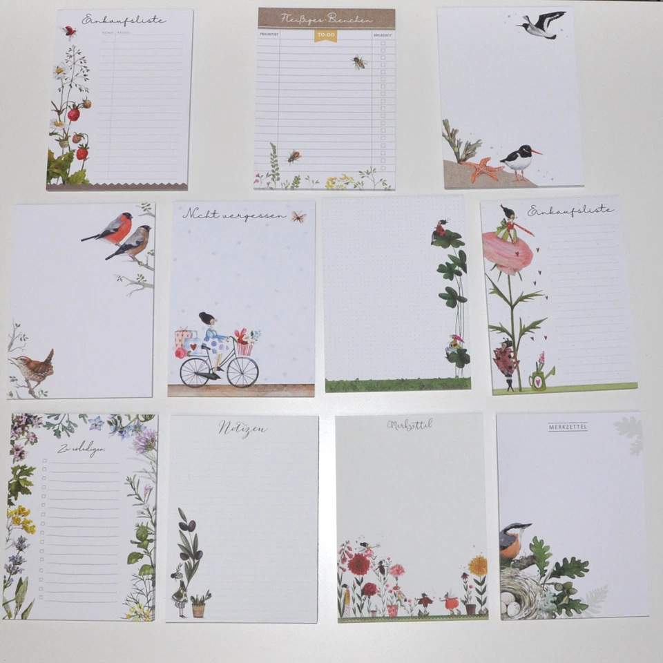 Notizblock A6 - 11 Motive - Natur, Garten, Glück, Meer, Einkaufsliste Merkzettel - Bild 1 von 1
