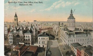 Baltimore MD Vogelperspektive, Postamt, Rathaus 1914 Pub. Thos. Smith - Bild 1 von 2