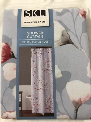 Cortina de Ducha Saturday Knight Ltd Lillian Floral Toss Azul Rosa 70x72 Nueva Foto 1 de 4