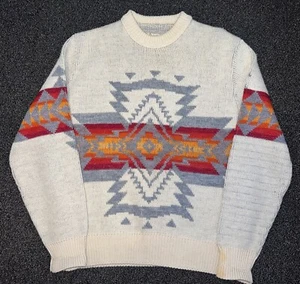 VTG 70s Pendleton Western Wear Aztec Wool Chief Joseph Knit Sweater Sz L READ - Picture 1 of 11