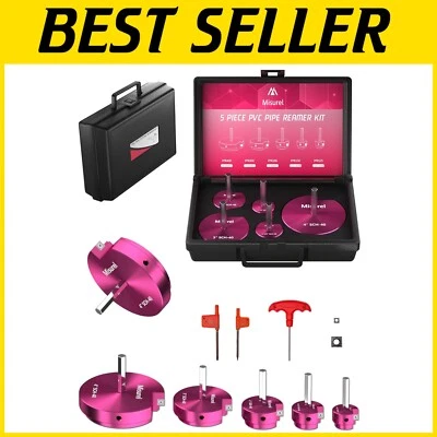 Efficient 5-Pc Aluminum Pipe Reamer Kit with Case - 10-Year Replacement Included - Image 1 of 4