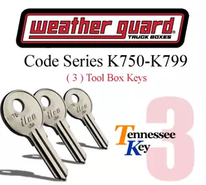 Weather Guard Truck & Toolbox Key / (3) THREE KEYS / Code Series K750 - K799 - Picture 1 of 18