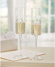 Mud Pie Mrs. Wedding Champagne Glass Set, One Size, Silver