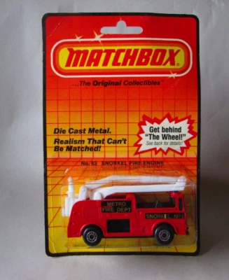 1983 Matchbox No. 1 Snorkel Metro Fire Engine Truck #63 Macau (Red 1/64) - Image 1 of 4