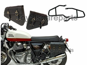 Fit For Royal Enfield Interceptor 650 Mounting Rails & Pannier Bags Pair Black - Imagen 1 de 11