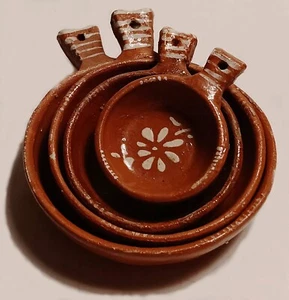 Vintage handgefertigte mexikanische Keramik + bemalte BLUMENDESIGNS verschachtelte Schalen-Aschenbecher-Süßigkeiten - Bild 1 von 5