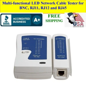 Multi Function LED Network Cable Tester for BNC RJ45, RJ11, RJ12 with Case - Picture 1 of 4