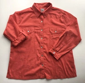 Women's Chico's Dark Coral Orange Roll-Tab Semi-Sheer Top-Sz 16 (XL) - Picture 1 of 2