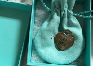Tiffany Heart Shaped Charm Gold Plated Vintage Jewelry with Pouch Women's Used - Picture 1 of 3