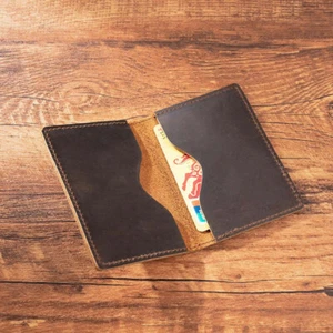 Cartera delgada delgada de cuero genuino para hombre plegable con soporte para tarjeta de crédito - Imagen 1 de 18