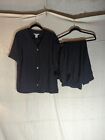 Orvis Women's Xl (18-20) Blk V Neck Button Up Long Sleeve Blouse & Lrg Pant