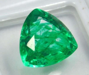6+Ct Emerald Unheated Certified Natural Green Loose Colombian Trillion Gemstones - Picture 1 of 6