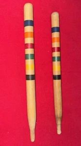 2 VINTAGE Krocket 14" HOLZFARBENPFÄHLE 0,92" RUND 6u6 - Bild 1 von 1