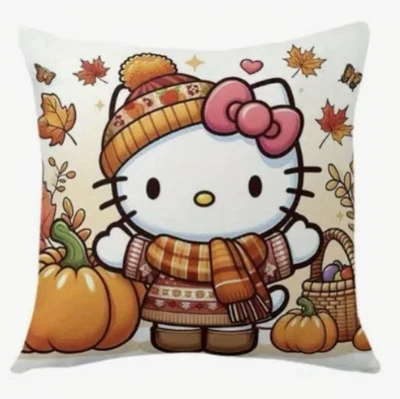 "Funda de almohada Hello Kitty otoño acción de gracias boho vacaciones decoración del hogar 18""" Foto 1 de 2