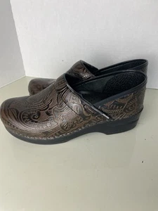 Dansko goldgeprägte verzierte Damen Clogs Gr. 39 bequeme Schuhe - Bild 1 von 7