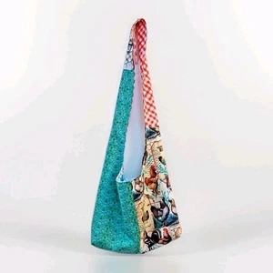 Hobo Crossbody Sling Bag Handtasche Farm Core Handarbeit Multicolor Patchwork Blöcke - Bild 1 von 16