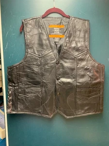 Gilet Moto Vintage Pelle di Maiale XL Biker Rocky Ranch Nasconde Cravatte Laterali - Foto 1 di 12