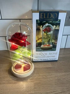 La Bella y la Bestia Rosa Luces LED Campana Tarro Cloche Terciopelo Rojo Encantado - Imagen 1 de 4