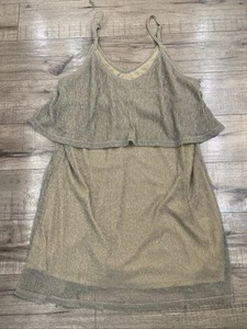 NWT Silver Gold Shiny Sparkle Strappy Boutique Dress L Large Sparkly New - Picture 1 of 12