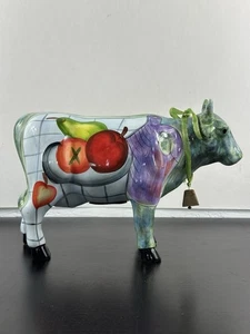 Colorful Hand-Painted Ceramic Cow Figurine Coin Bank with Bell - Picture 1 of 8
