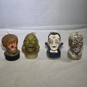 Juego de 4 velas de té pequeñas vintage 1990 Universal Studios Monsters - Imagen 1 de 3