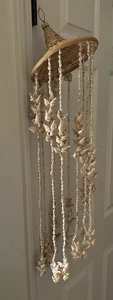 "Lámpara de araña de concha de mar boho colgante decoración carillón de viento en cascada espiral 8""x24"" H de colección" - Imagen 1 de 5