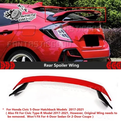 Alerón trasero rojo estilo HPD para Honda Civic FK4 FK7 FK8 5 PUERTAS hatchback 17-21丨 Foto 1 de 4